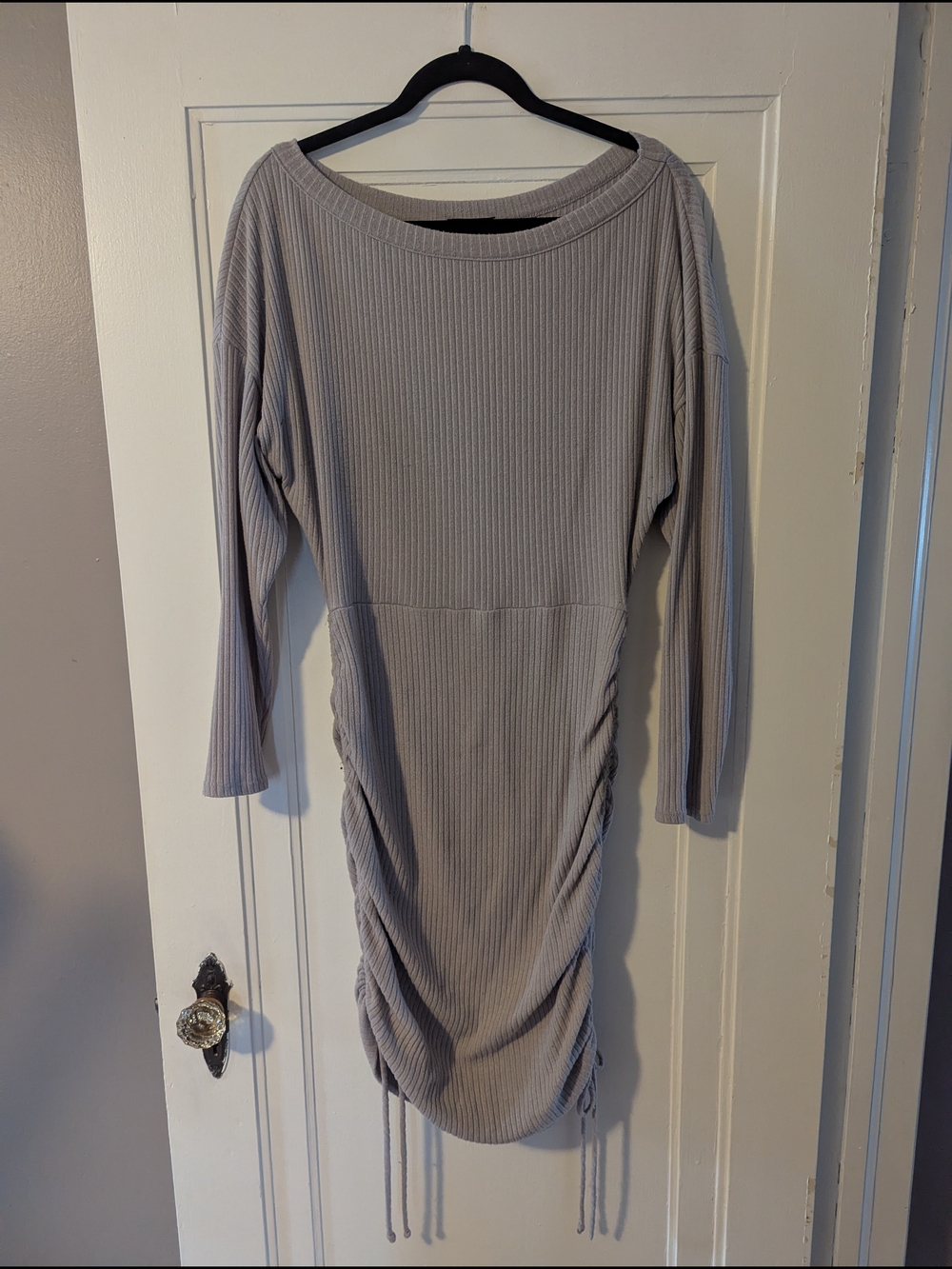 Long Sleeve Ruched Sweater Dress